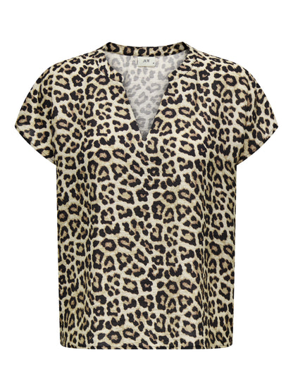 ONLY JdY JDY Damen Top V-Ausschnitt Kurzarm Voluminöser Armschnitt Mittelsohle Kork