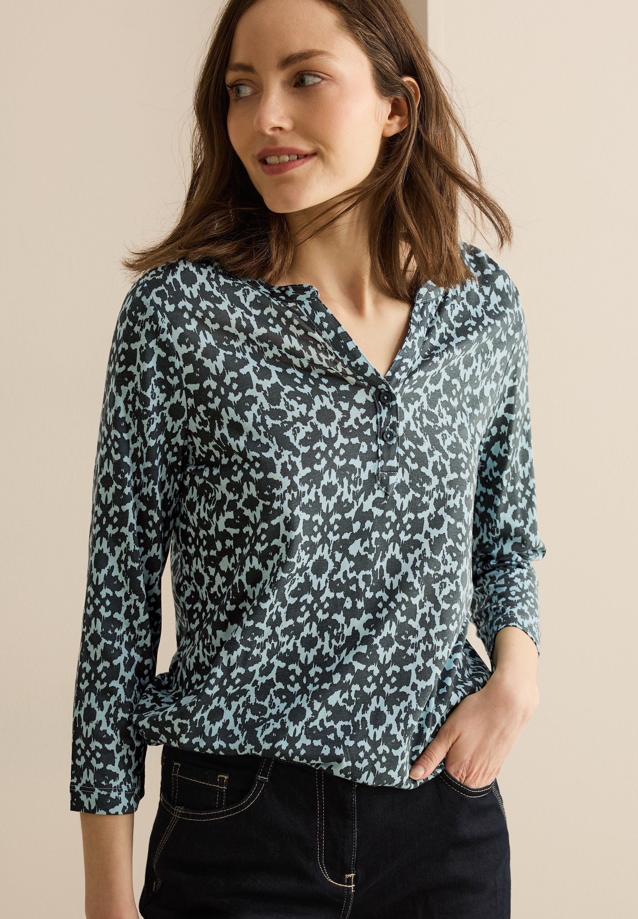 CECIL Tunika-Shirt Damen Minimal Print 3/4-Arm