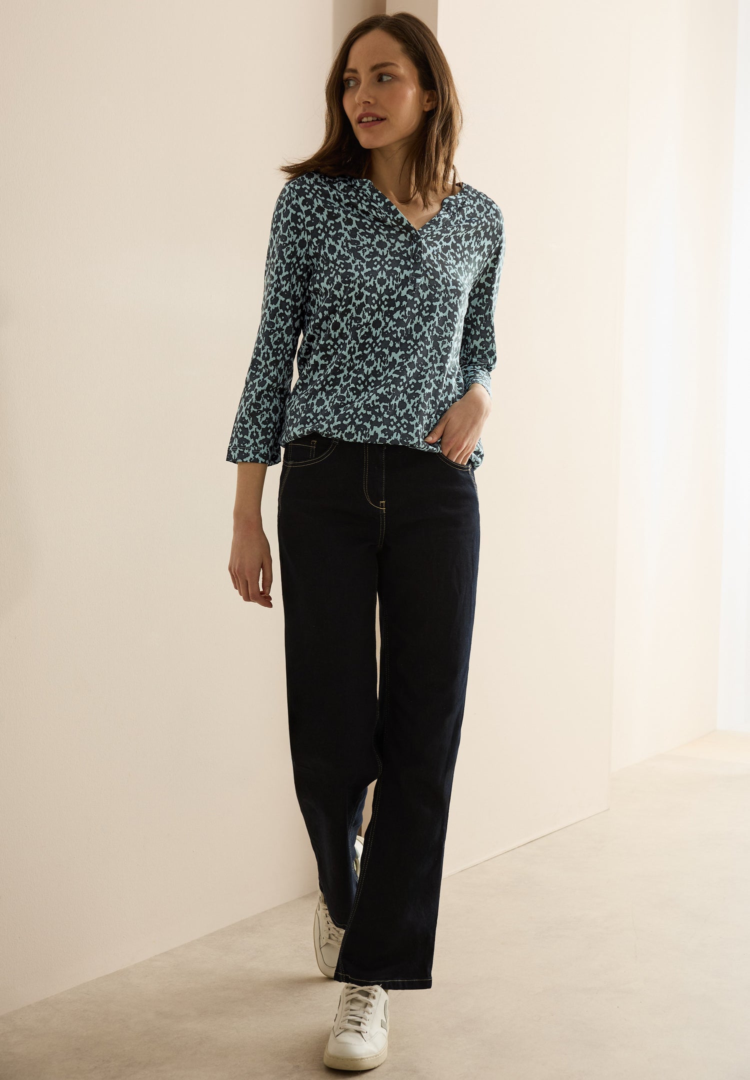 CECIL Tunika-Shirt Damen Minimal Print 3/4-Arm
