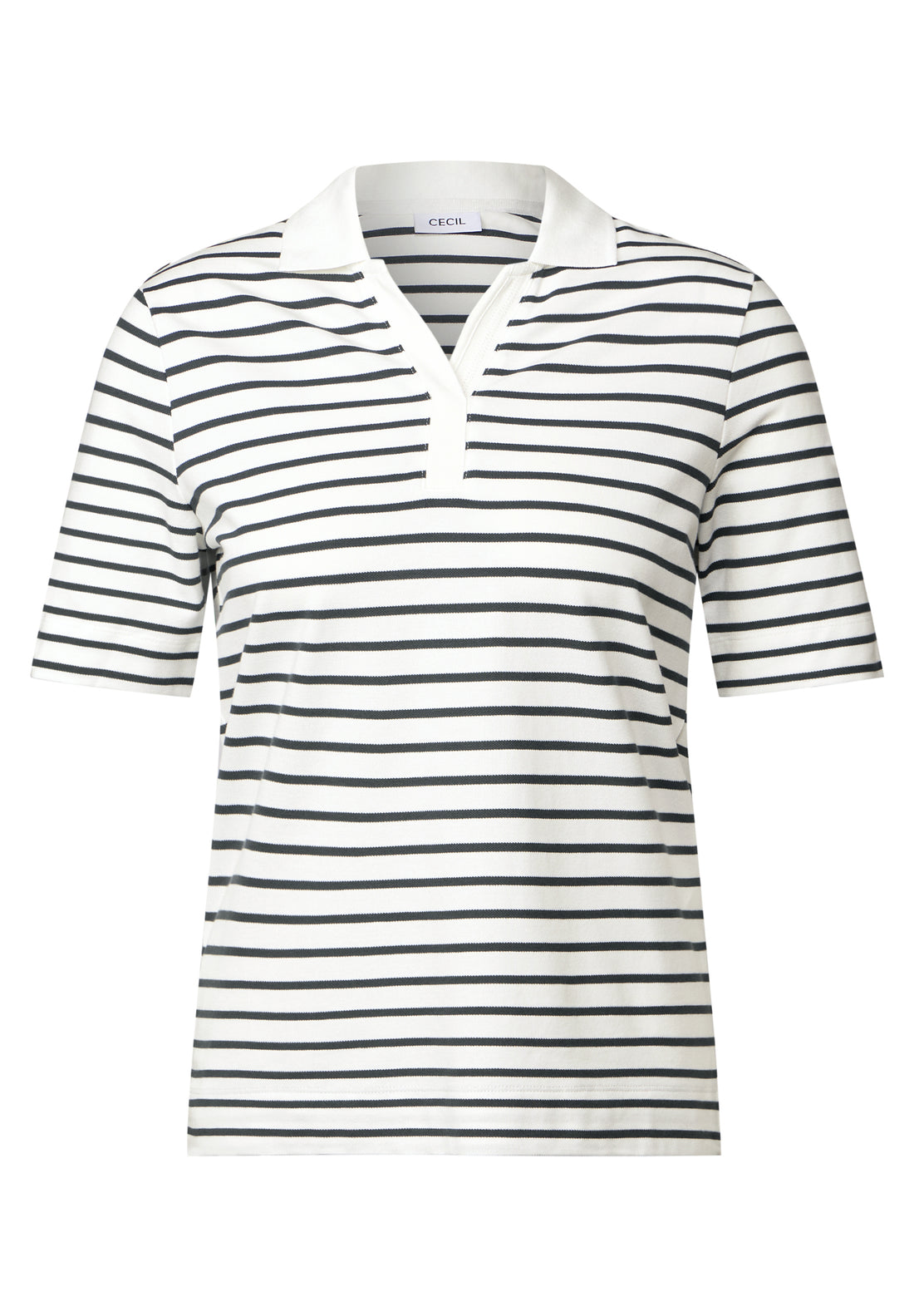CECIL Gestreiftes Piquée Poloshirt Damen Sportives Kurzarmshirt