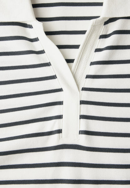 CECIL Gestreiftes Piquée Poloshirt Damen Sportives Kurzarmshirt