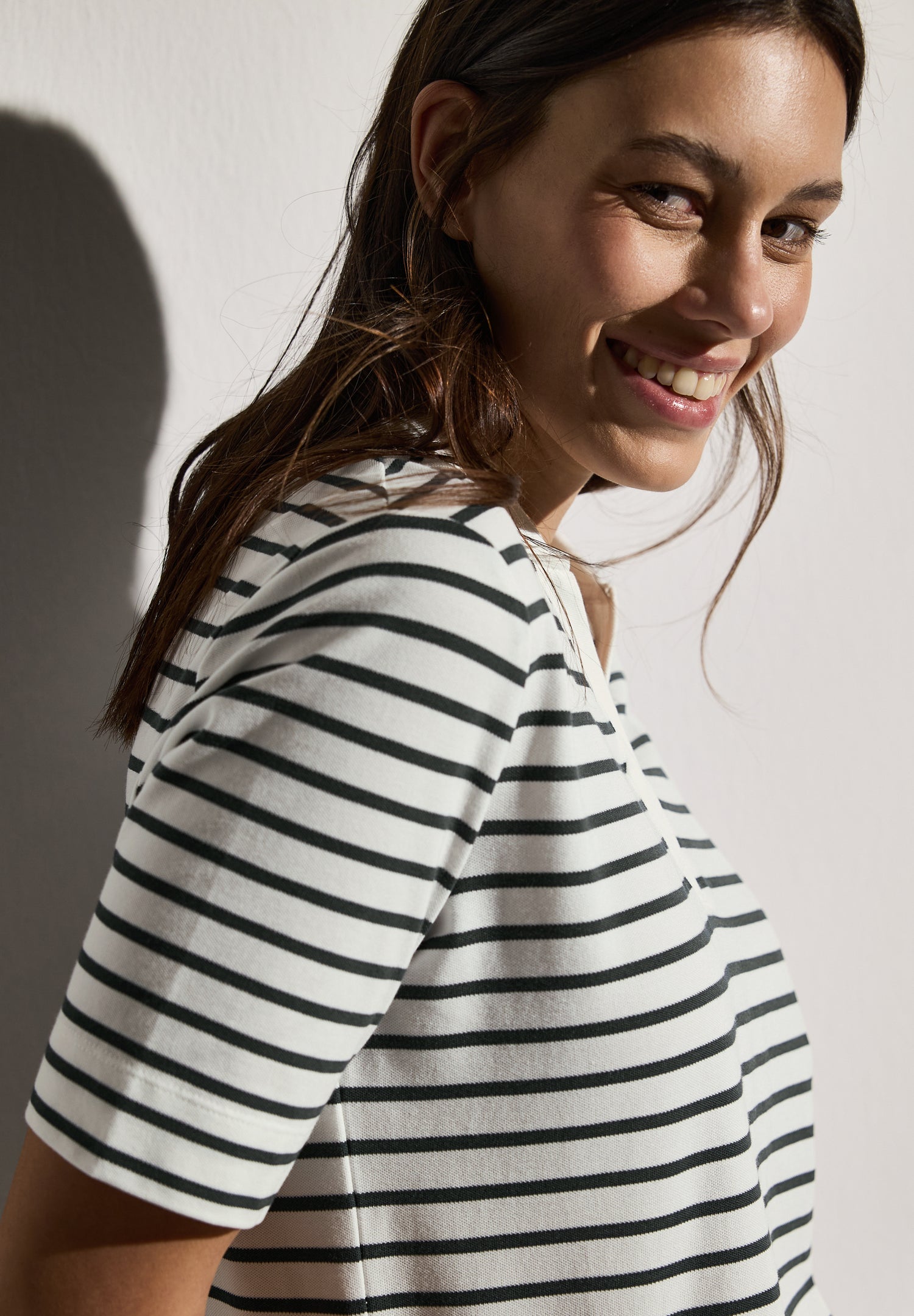 CECIL Gestreiftes Piquée Poloshirt Damen Sportives Kurzarmshirt