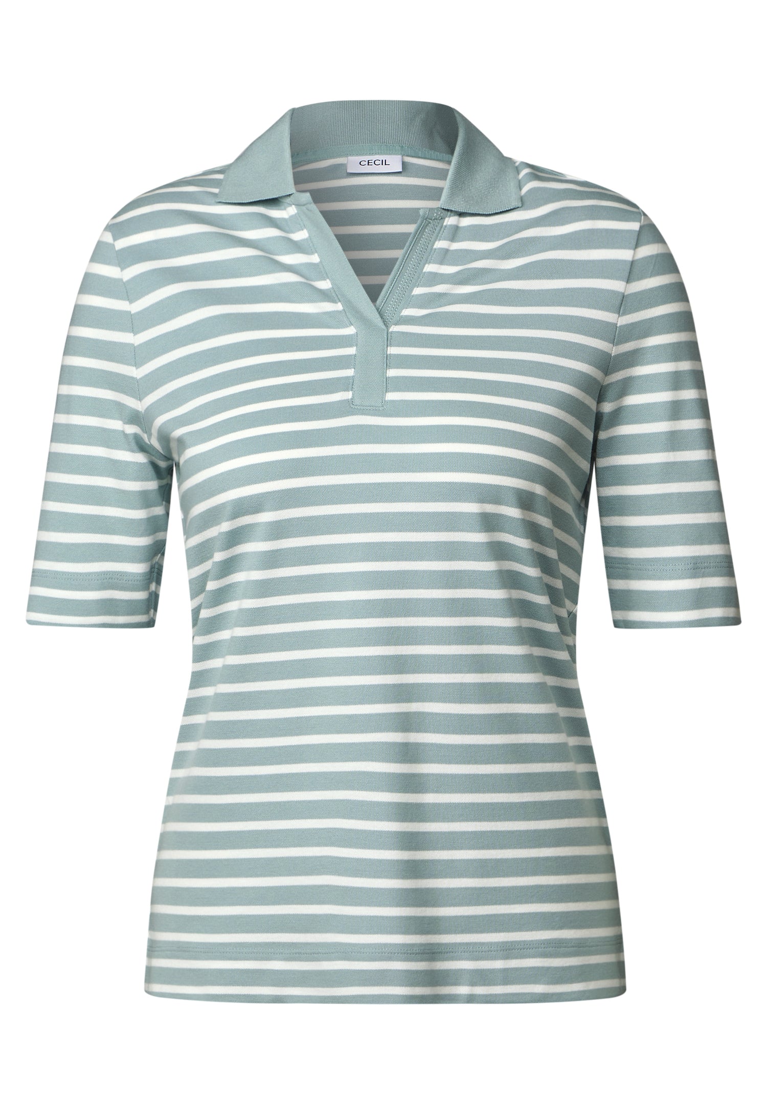 CECIL Gestreiftes Piquée Poloshirt Damen Sportives Kurzarmshirt