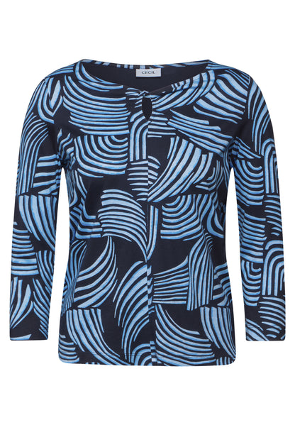 CECIL Damenshirt 3/4-Arm Grafisches Muster universal blue