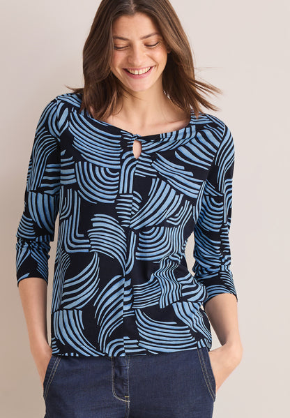 CECIL Damenshirt 3/4-Arm Grafisches Muster universal blue