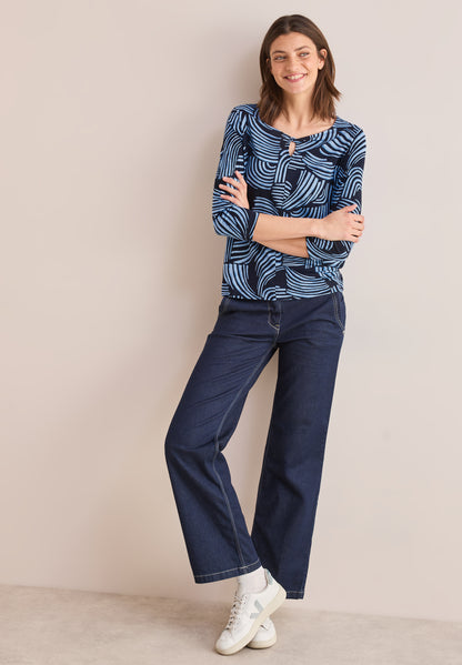 CECIL Damenshirt 3/4-Arm Grafisches Muster universal blue