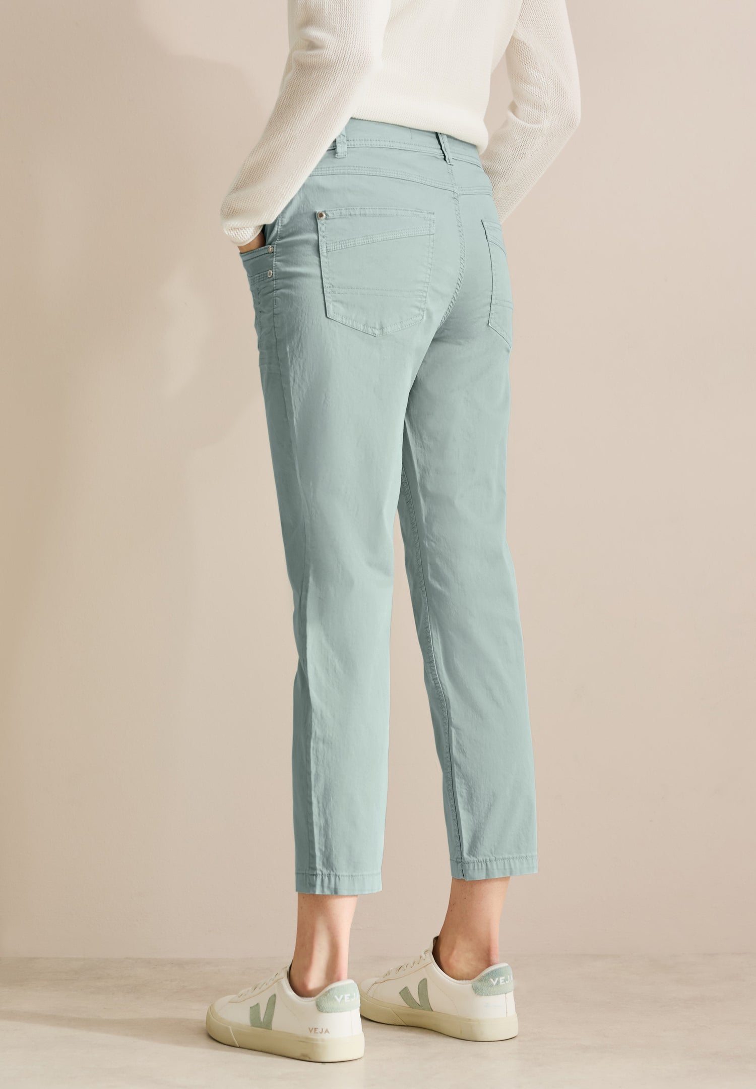 CECIL Casual Fit Hose Damen Slim Legs Mid Waist Washed Optik