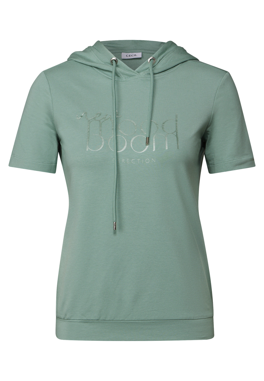 CECIL Kapuzen-T-Shirt Damen mit Kängurutasche und Wording Artwork