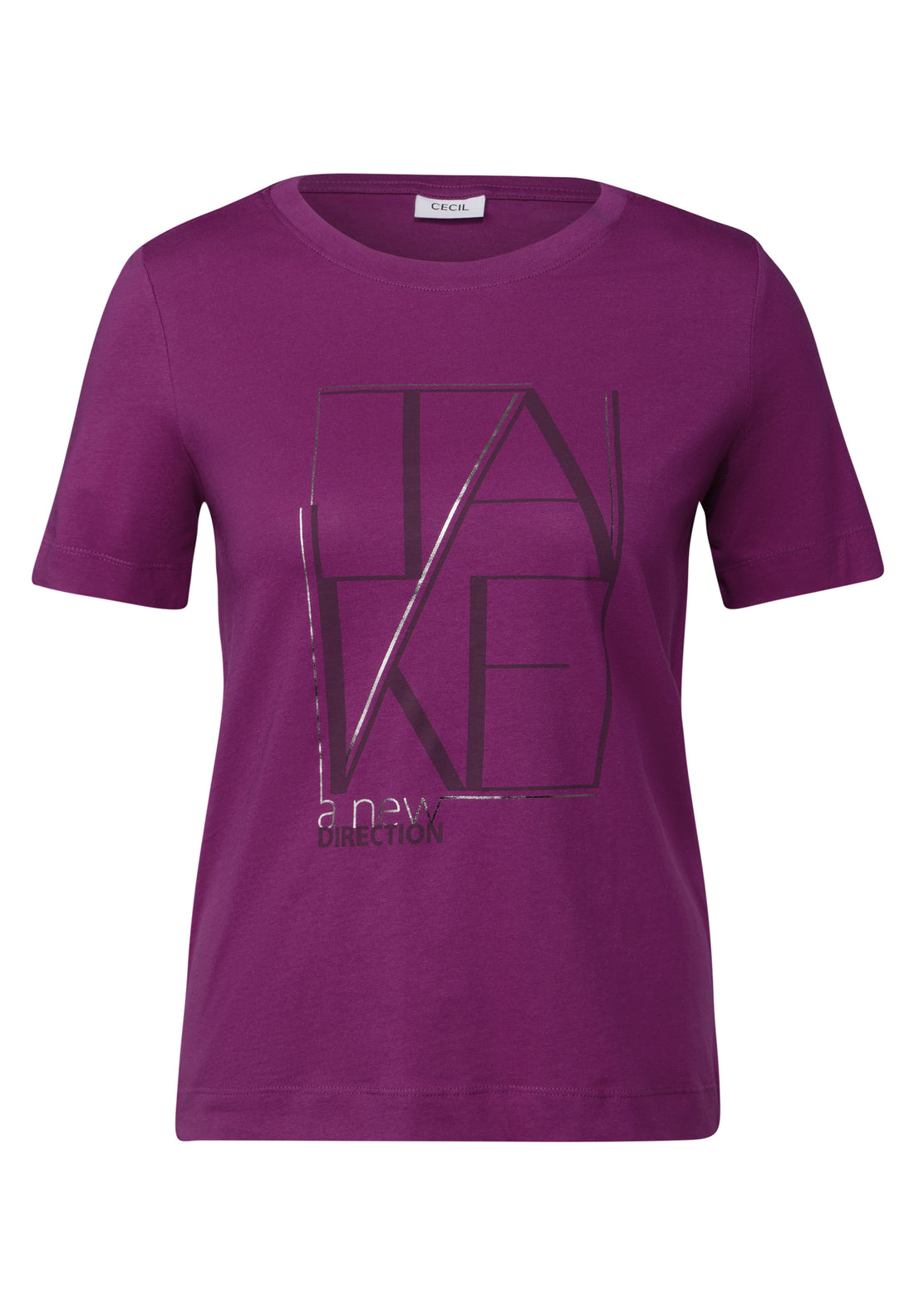 CECIL Damen T-Shirt mit schimmerndem Foliendetail-Artwork aus 100% Baumwolle