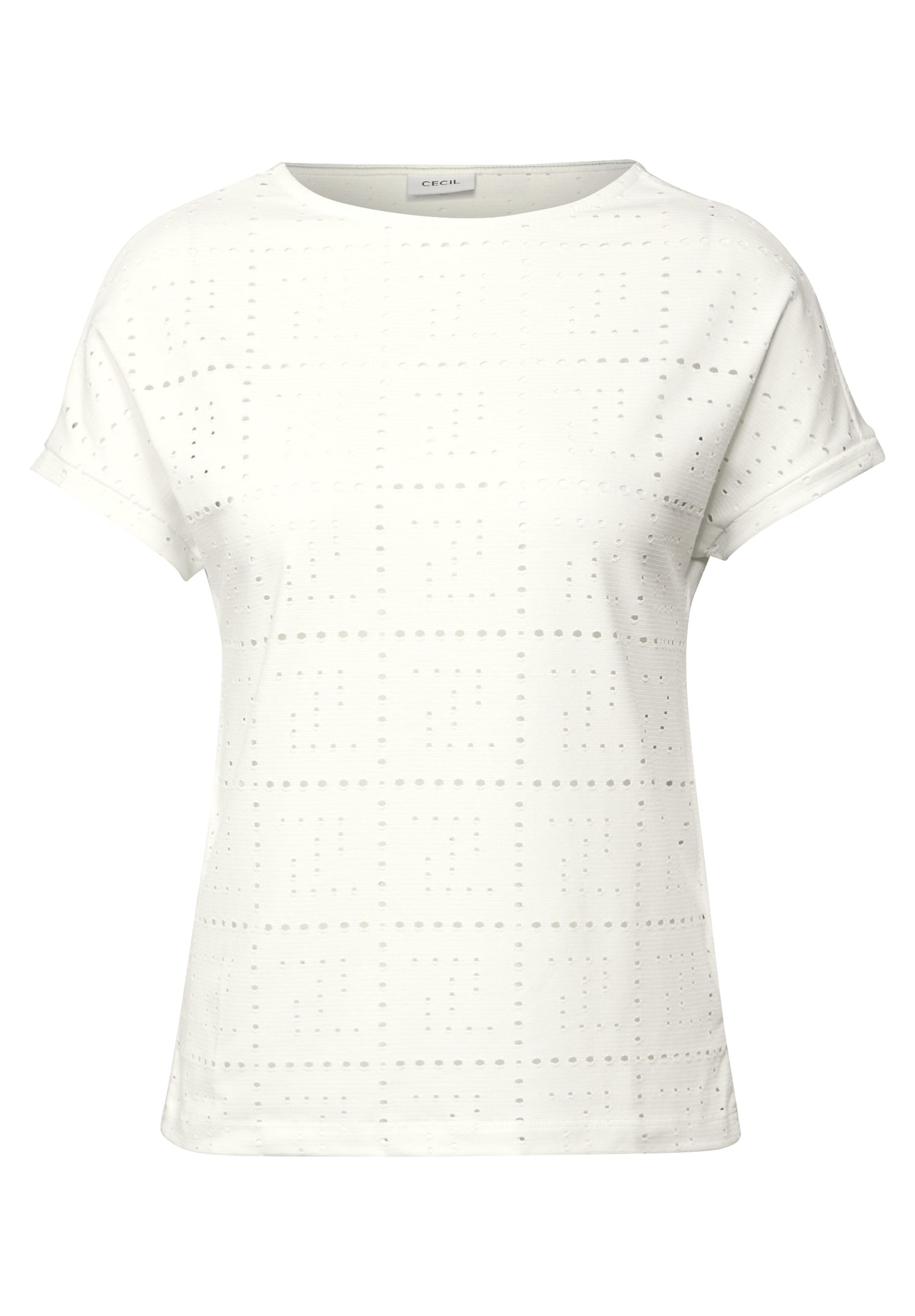 CECIL Ajour Shirt Damen Modisches Lochmuster U-Boot-Ausschnitt