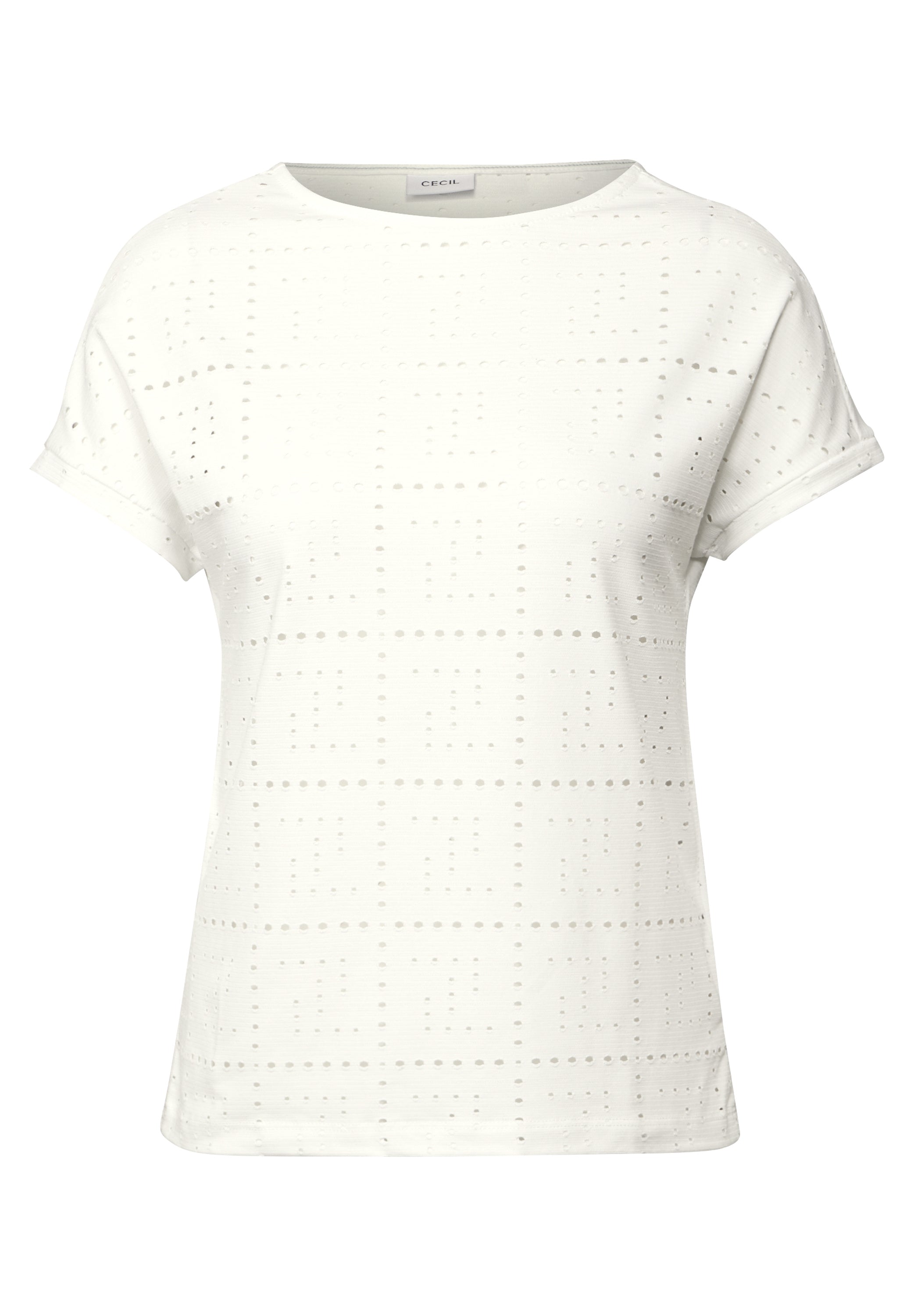 CECIL Ajour Shirt Damen Modisches Lochmuster U-Boot-Ausschnitt