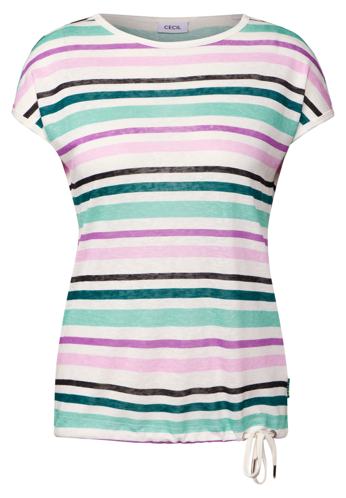 CECIL Damen T-Shirt mit U-Boot-Ausschnitt und Tunnelzug