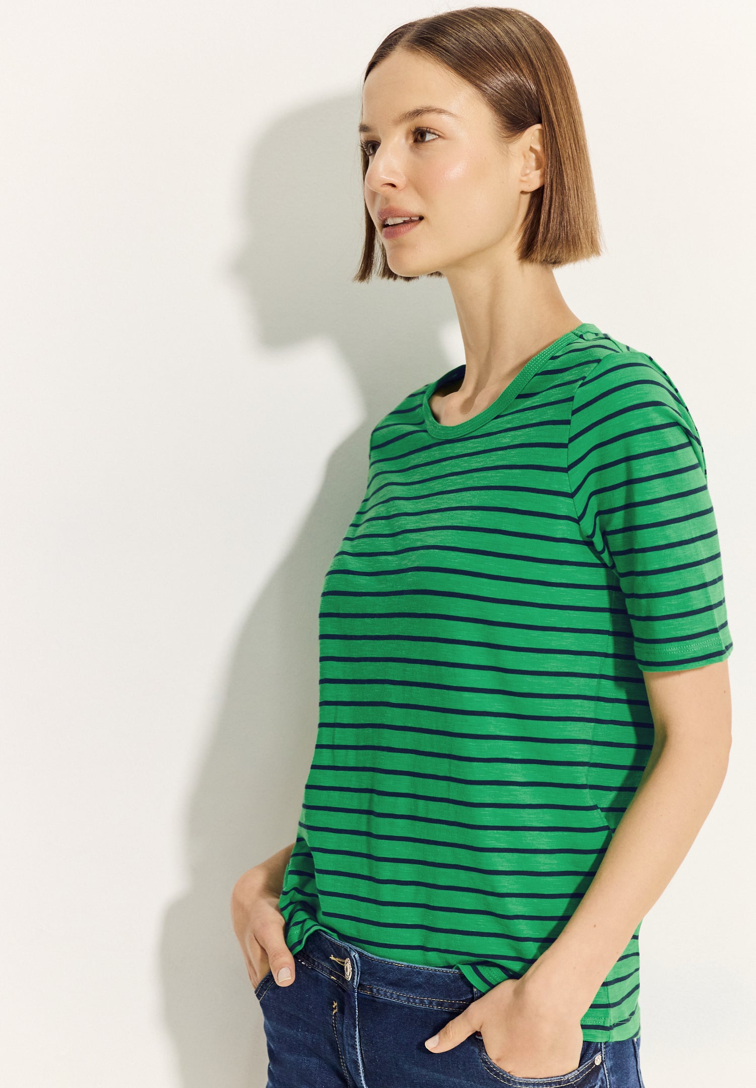 CECIL Gestreiftes T-Shirt Damen Flammgarn Baumwolle