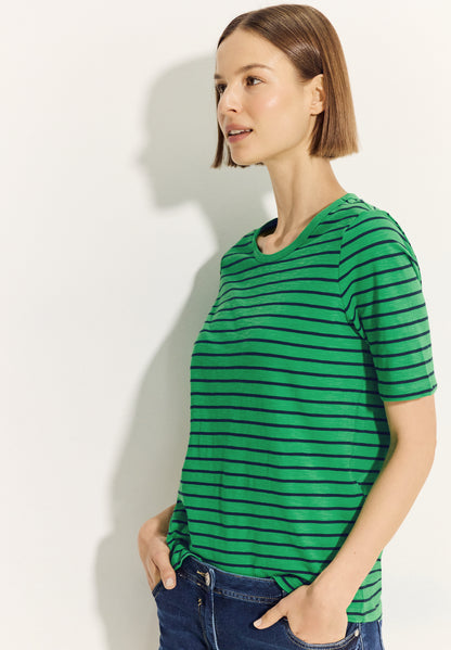 CECIL Gestreiftes T-Shirt Damen Flammgarn Baumwolle