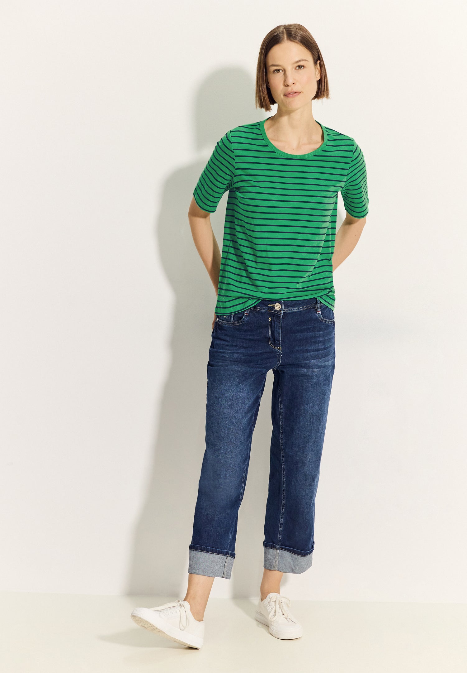 CECIL Gestreiftes T-Shirt Damen Flammgarn Baumwolle