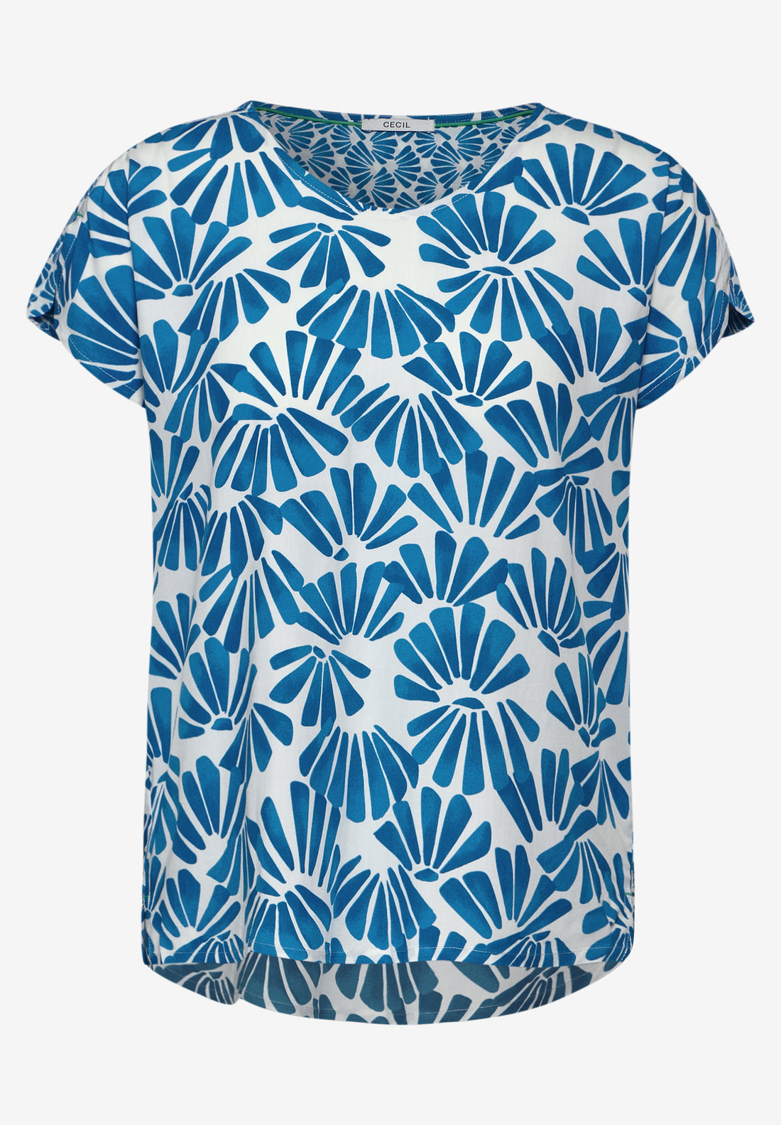 CECIL Printmix Bluse Damen Sommer luftig V-Ausschnitt Schulter-Schlitz