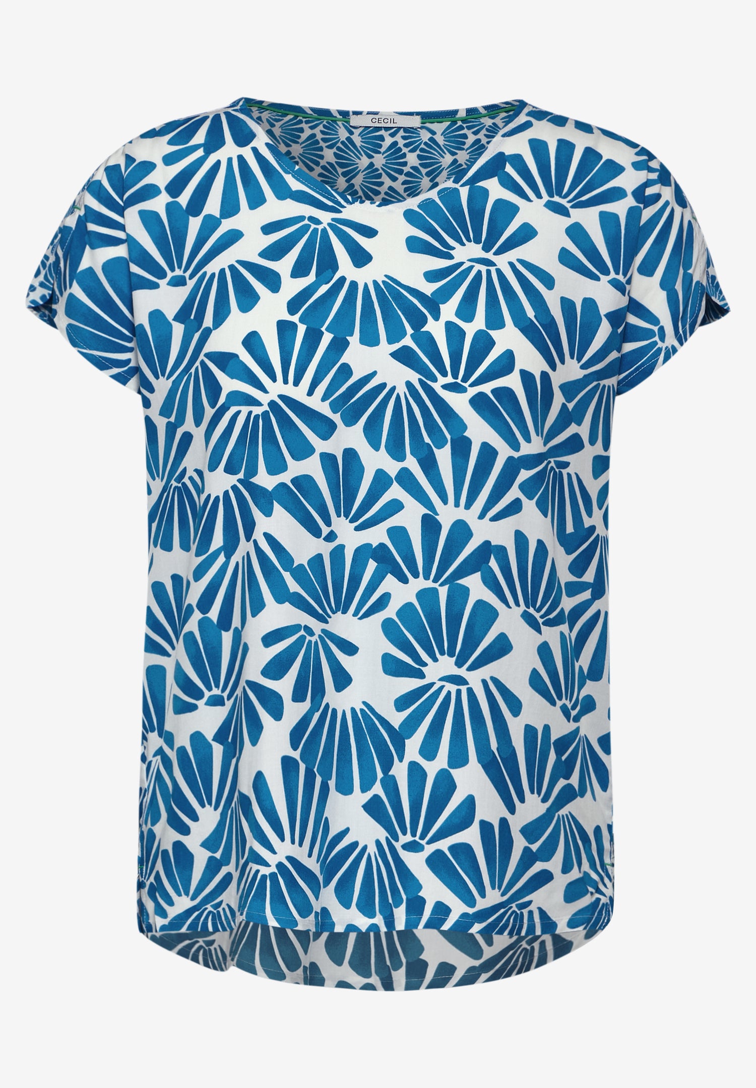 CECIL Printmix Bluse Damen Sommer luftig V-Ausschnitt Schulter-Schlitz