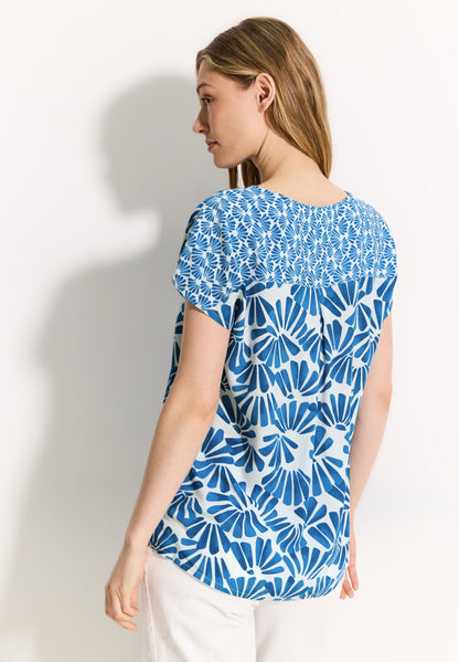 CECIL Printmix Bluse Damen Sommer luftig V-Ausschnitt Schulter-Schlitz