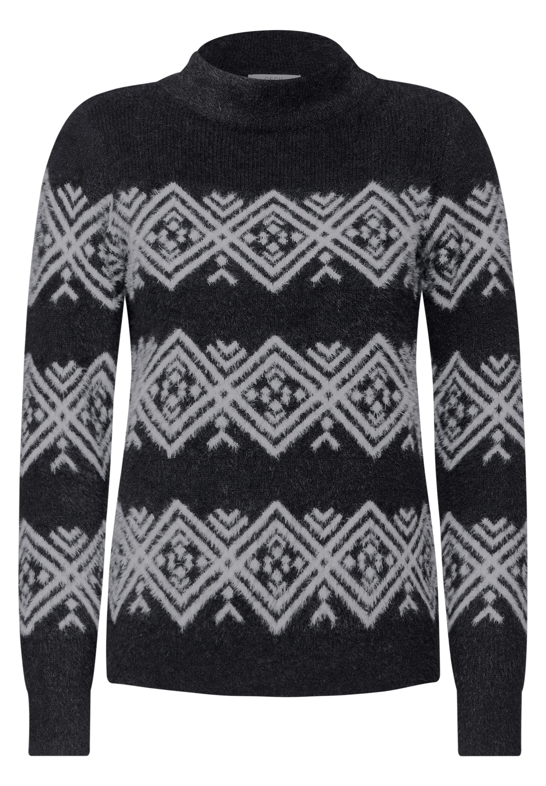 CECIL Federgarn-Pullover Damen deep charcoal grey