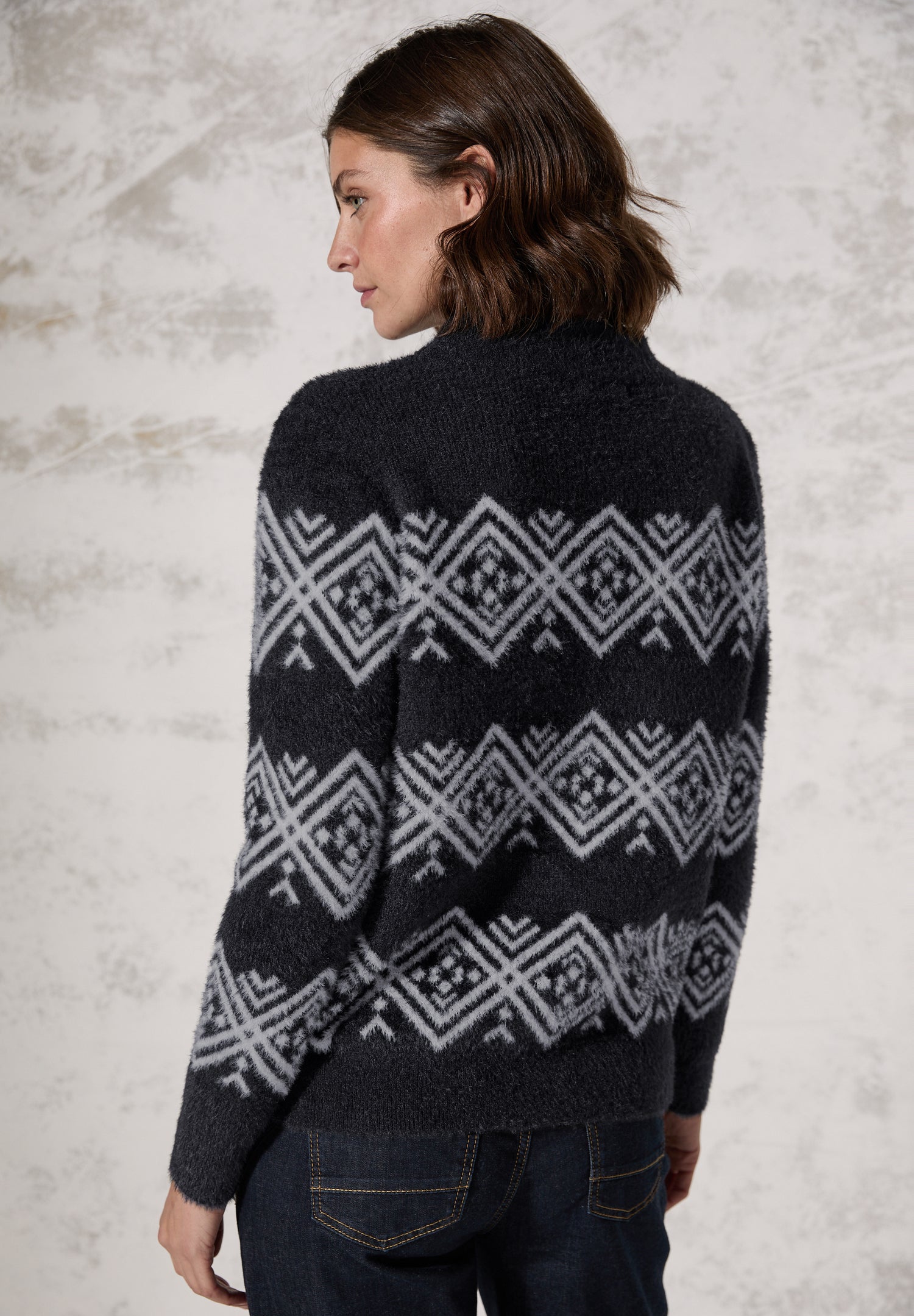 CECIL Federgarn-Pullover Damen deep charcoal grey
