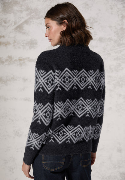 CECIL Federgarn-Pullover Damen deep charcoal grey