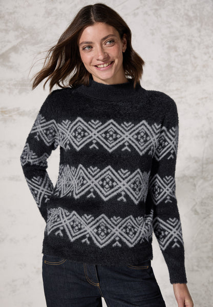 CECIL Federgarn-Pullover Damen deep charcoal grey