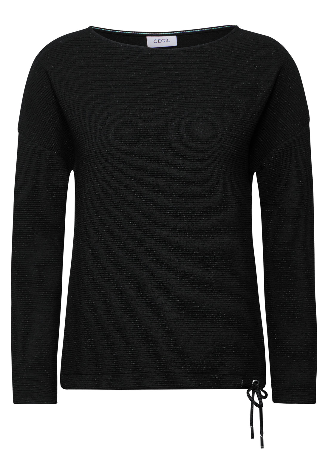 CECIL Glitzerndes Ottoman Damen Shirt in Schwarz Silber