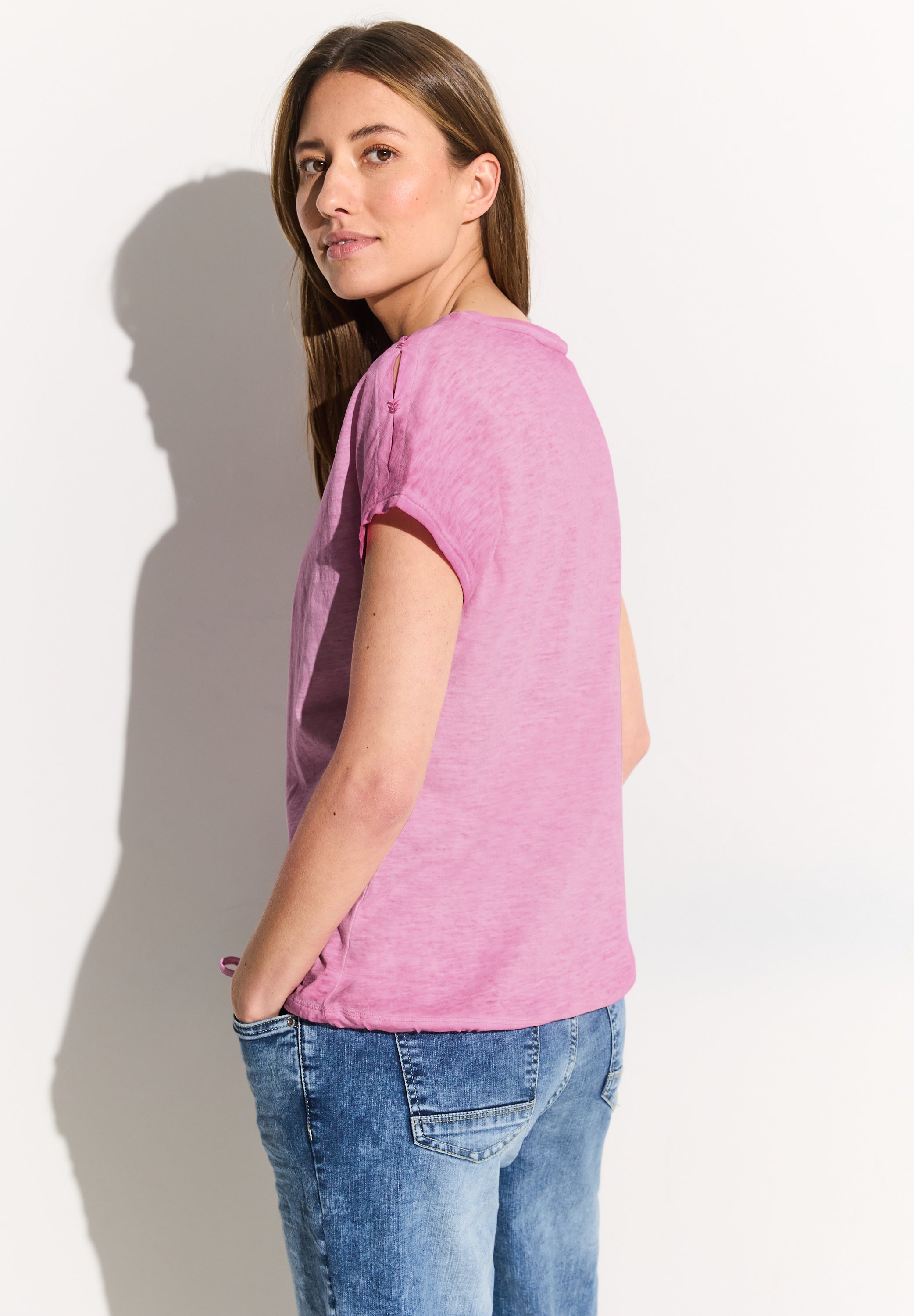 CECIL Damen T-Shirt mit Flammgarn und Knotendetail