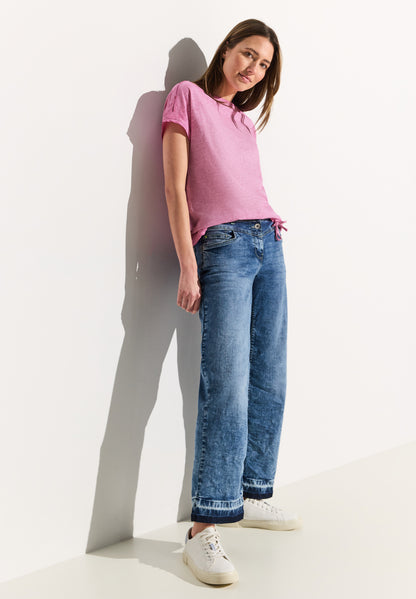 CECIL Damen T-Shirt mit Flammgarn und Knotendetail