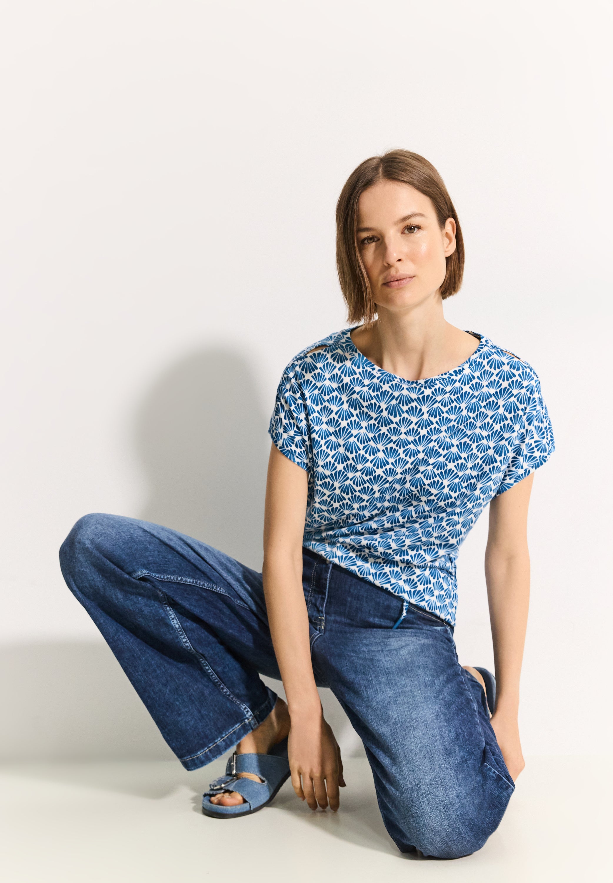 CECIL Luftiges T-Shirt mit Print für Damen in Blau