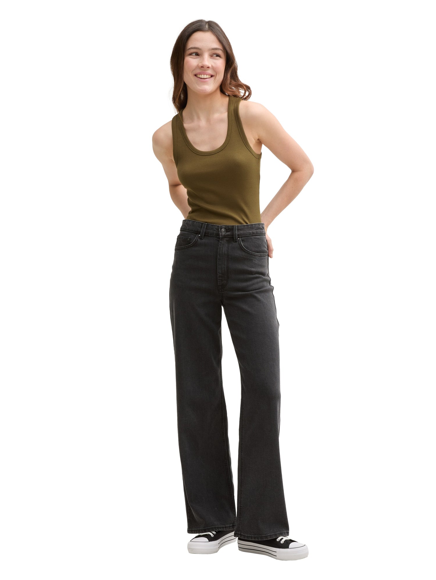 Tom Tailor Denim Eng anliegendes Ripp-Top Damen Stretch