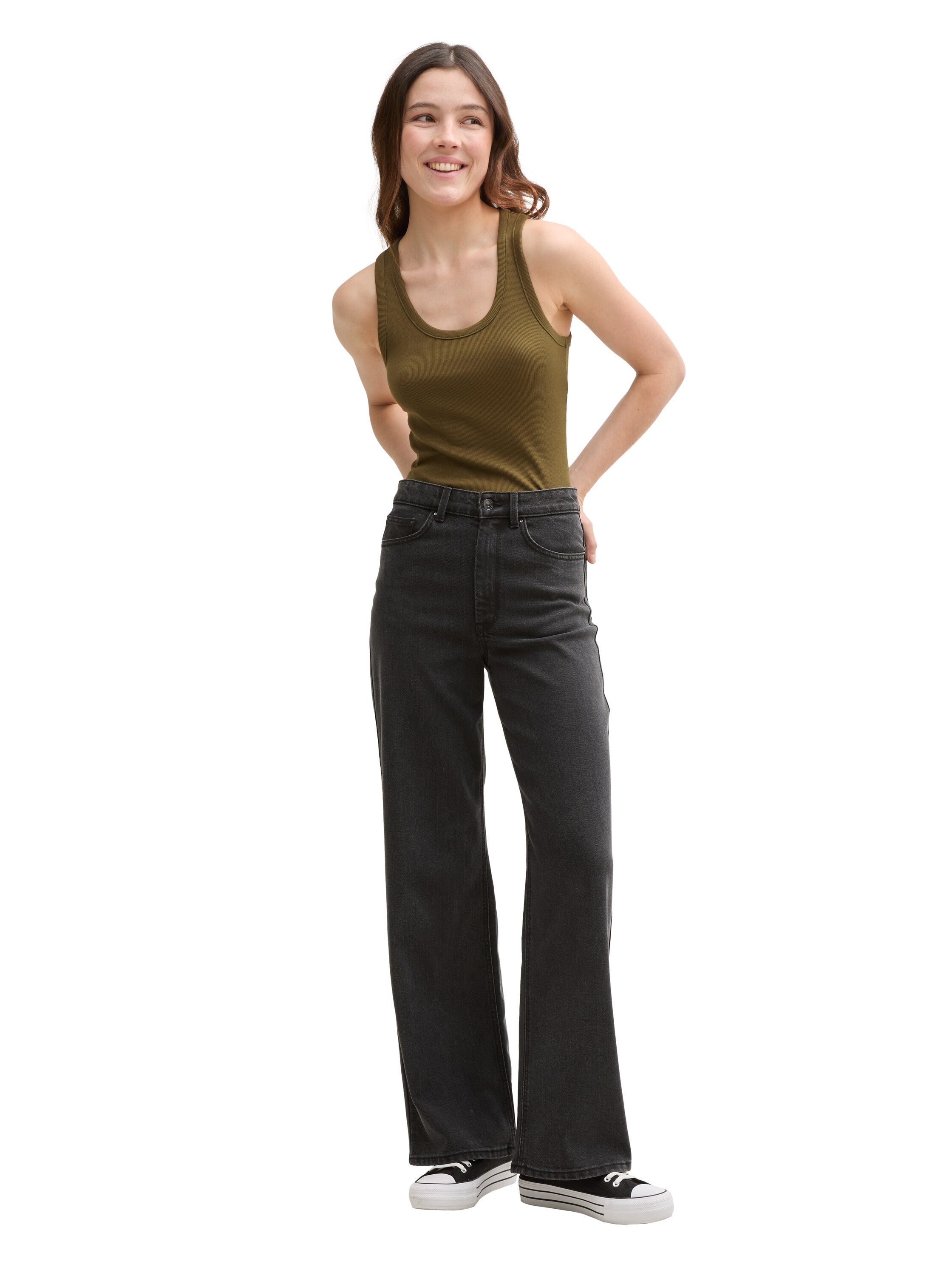 Tom Tailor Denim Eng anliegendes Ripp-Top Damen Stretch