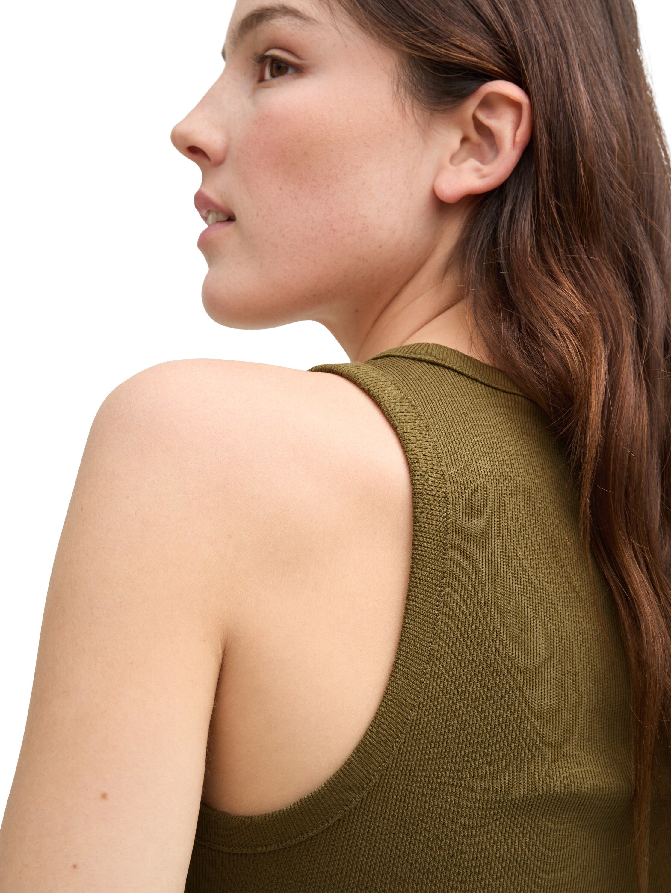 Tom Tailor Denim Eng anliegendes Ripp-Top Damen Stretch