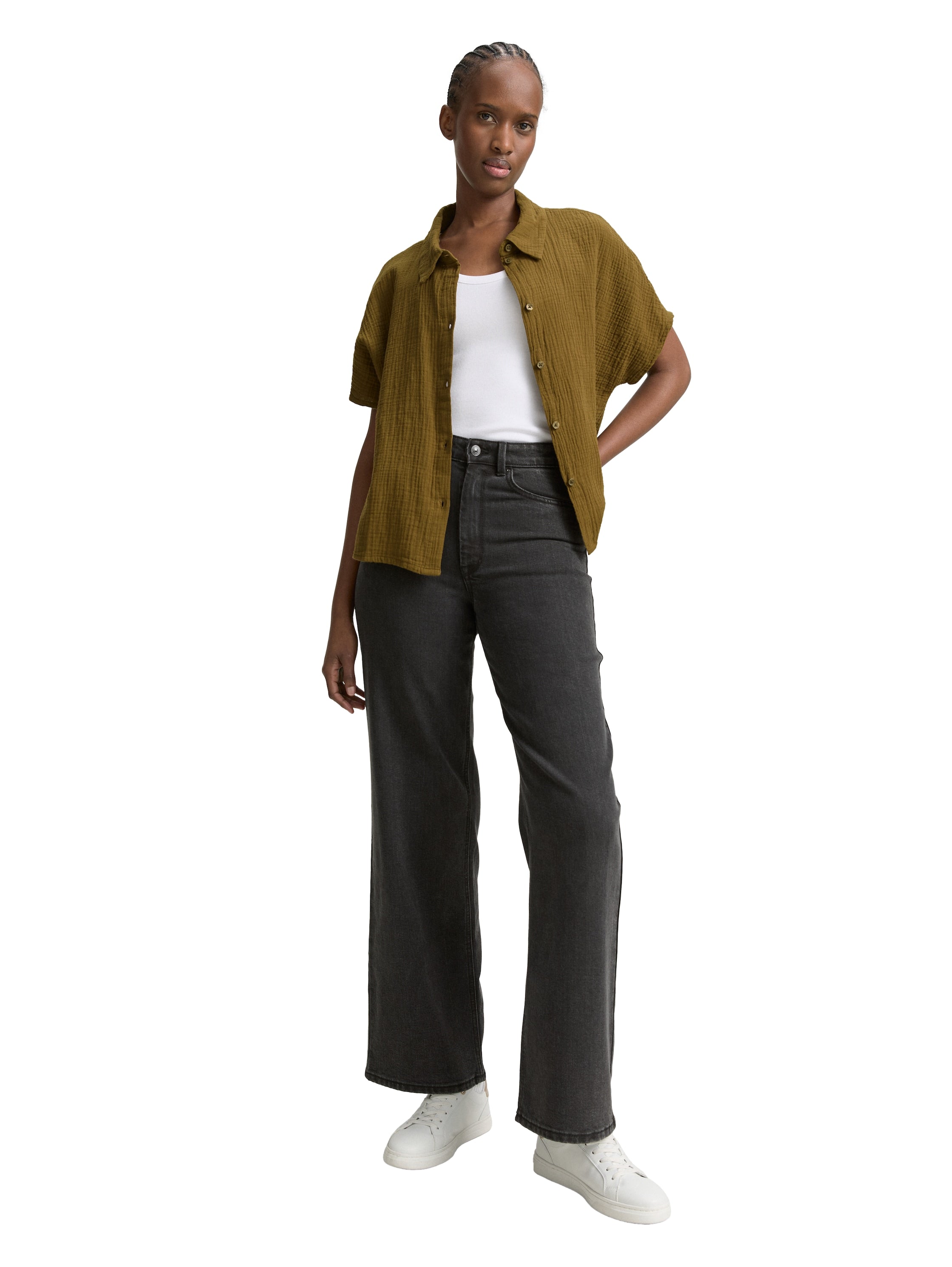 Tom Tailor Damen Musselin Bluse aus Baumwollstoff