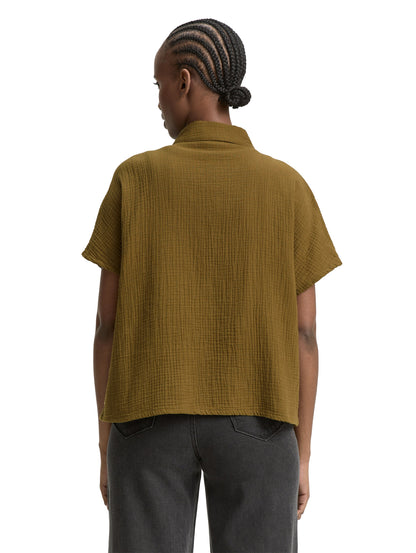 Tom Tailor Damen Musselin Bluse aus Baumwollstoff