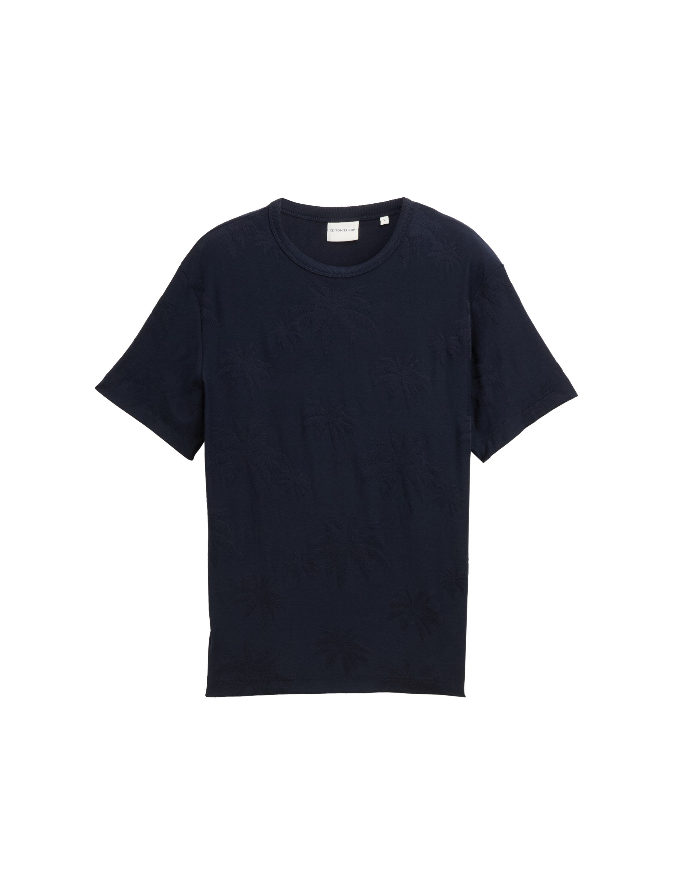 Tom Tailor Denim T-Shirt für Herren mit Palmen-Jacquard-Muster