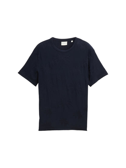 Tom Tailor Denim T-Shirt für Herren mit Palmen-Jacquard-Muster