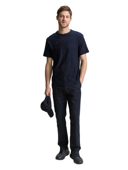 Tom Tailor Denim T-Shirt für Herren mit Palmen-Jacquard-Muster
