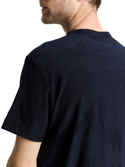 Tom Tailor Denim T-Shirt für Herren mit Palmen-Jacquard-Muster