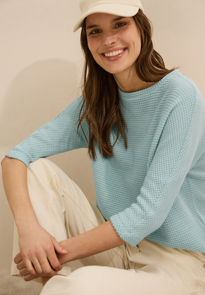 CECIL Strukturshirt Damen 3/4-Arm Stretchmaterial