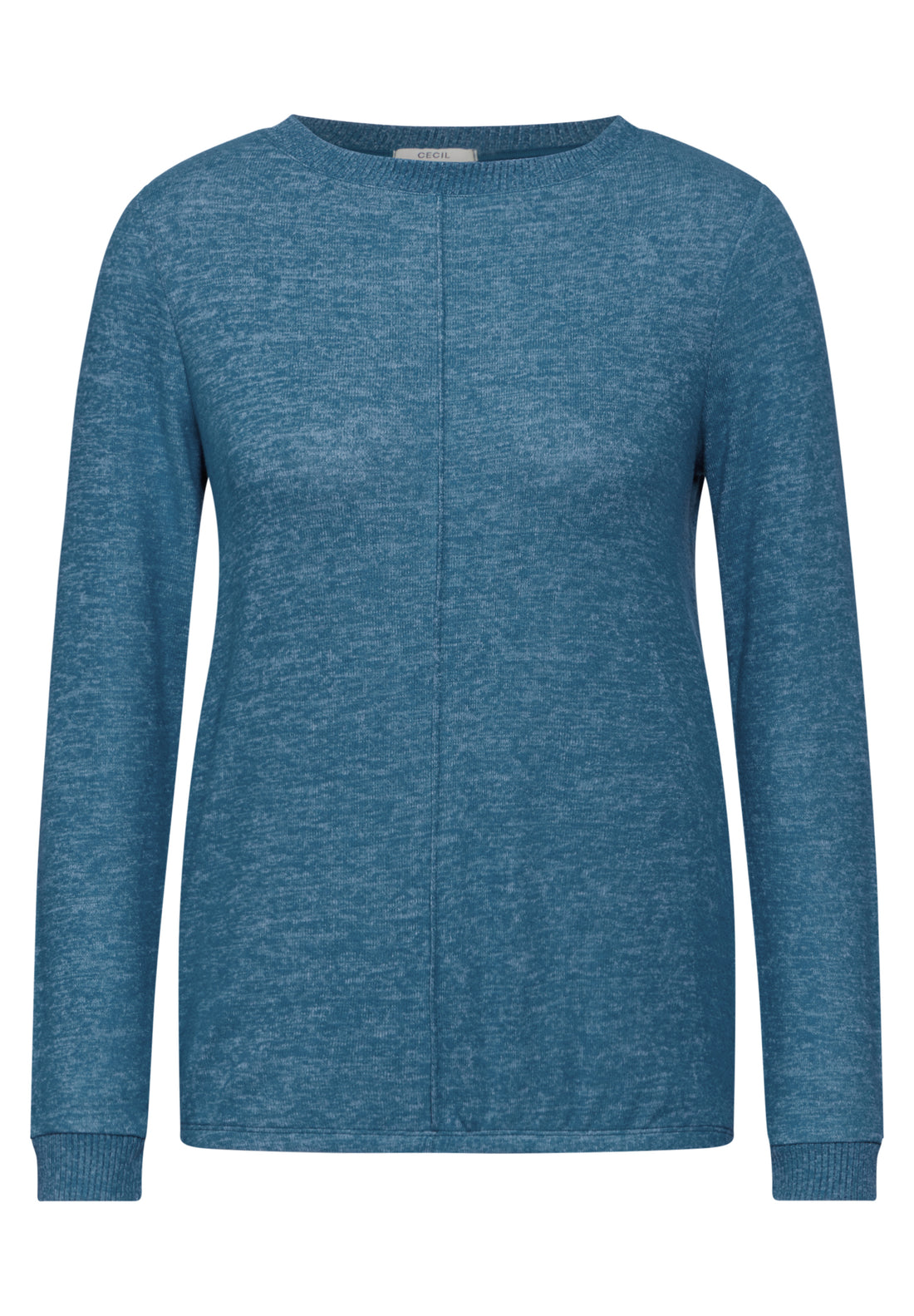 CECIL Langarmshirt Damen Melange Rundhalsausschnitt Elastischer Saum &lt;br&gt;