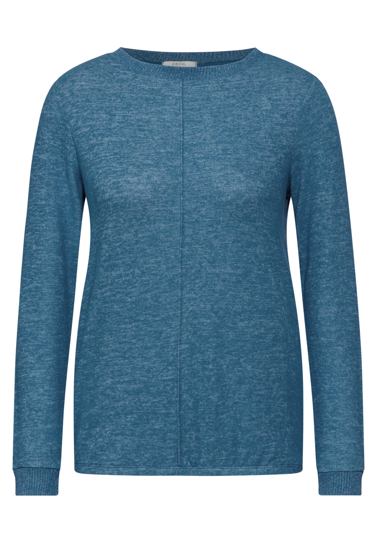 CECIL Langarmshirt Damen Melange Rundhalsausschnitt Elastischer Saum &lt;br&gt;