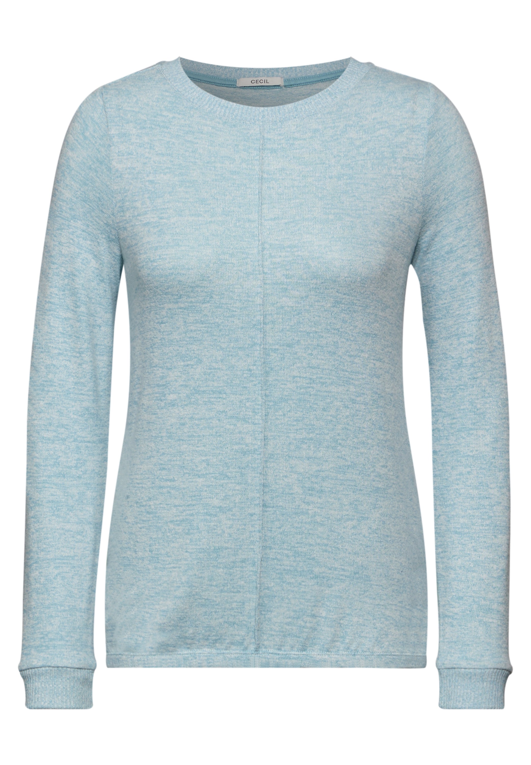 CECIL Langarmshirt Damen Melange Rundhalsausschnitt Elastischer Saum &lt;br&gt;
