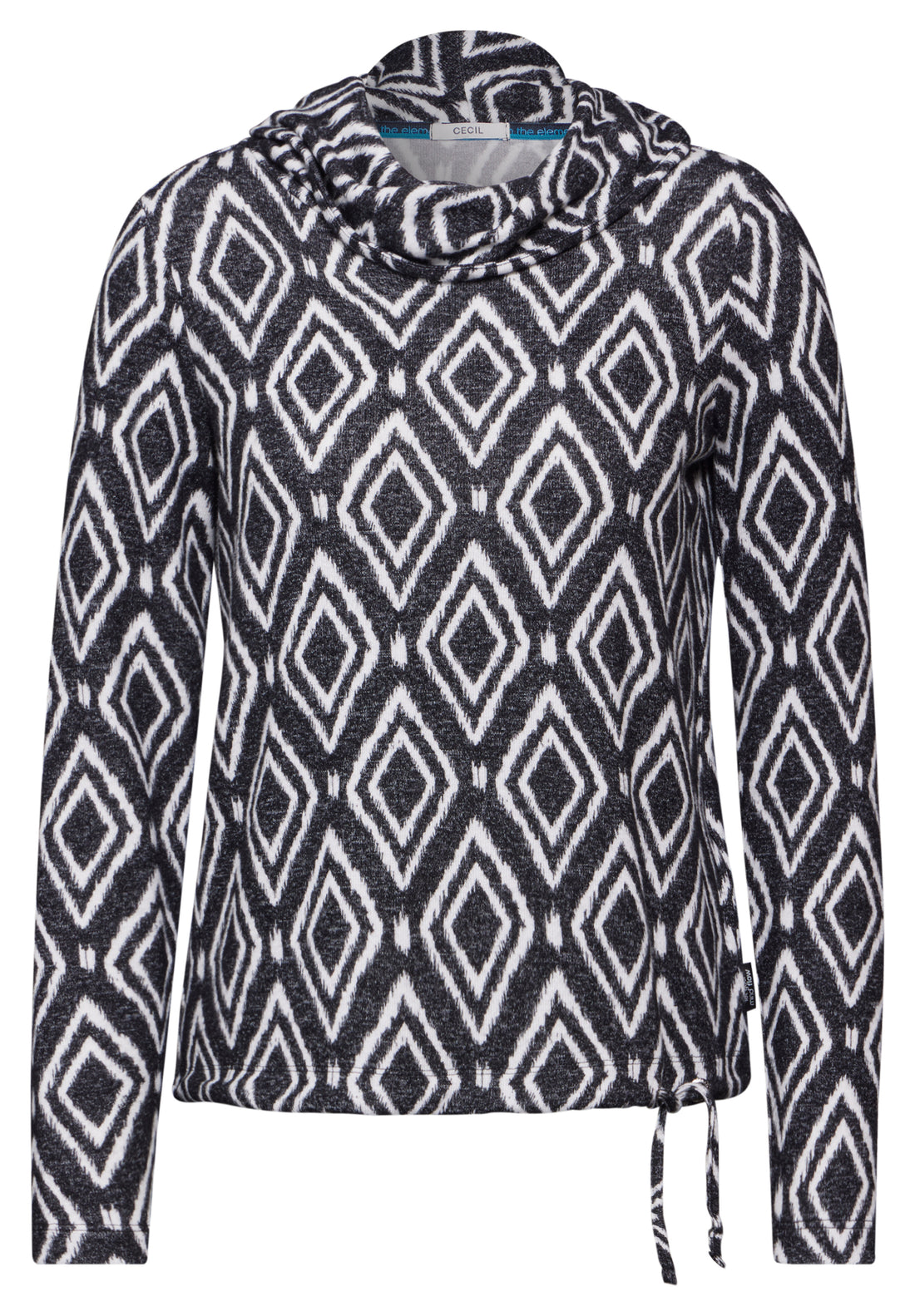 CECIL Damen Langarmshirt mit grafischem Muster in charcoal grey melange