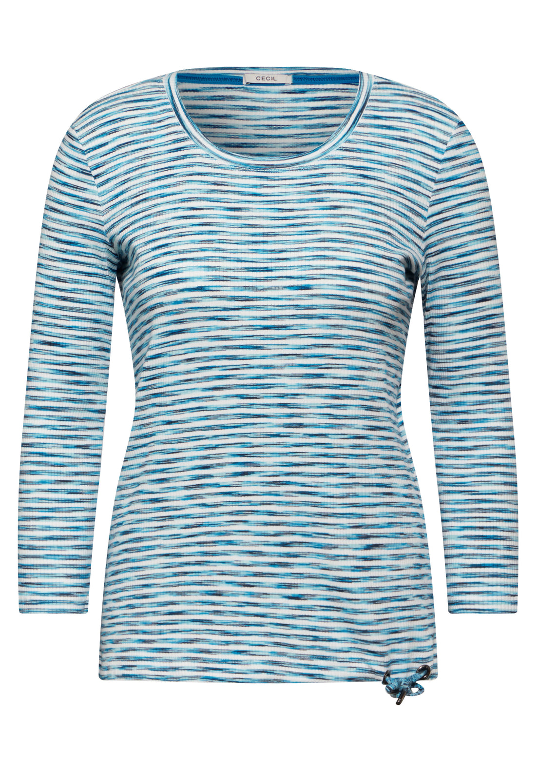 CECIL Geripptes Damen-Shirt 3/4-Arm Tunnelzug Baumwollmix