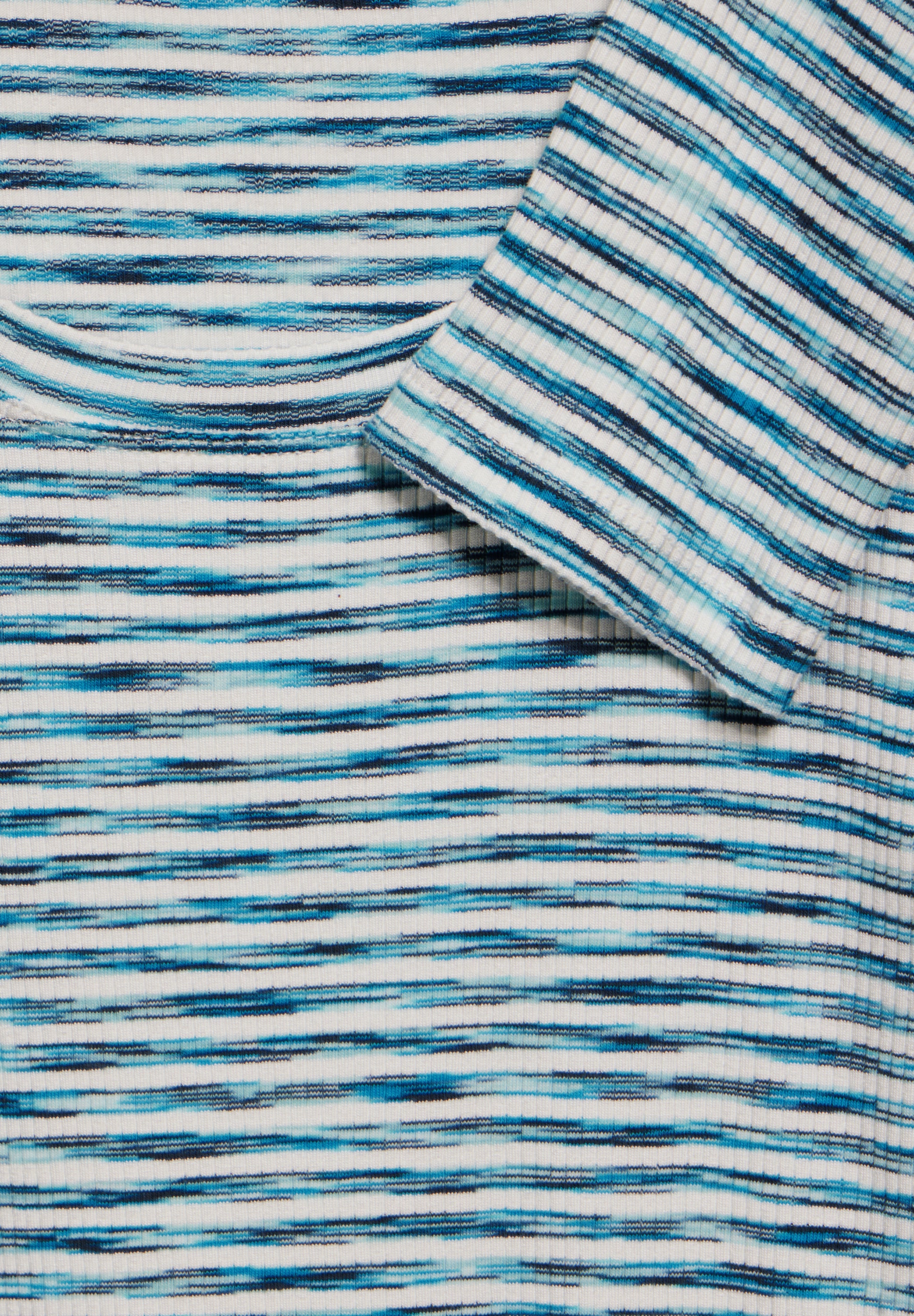 CECIL Geripptes Damen-Shirt 3/4-Arm Tunnelzug Baumwollmix