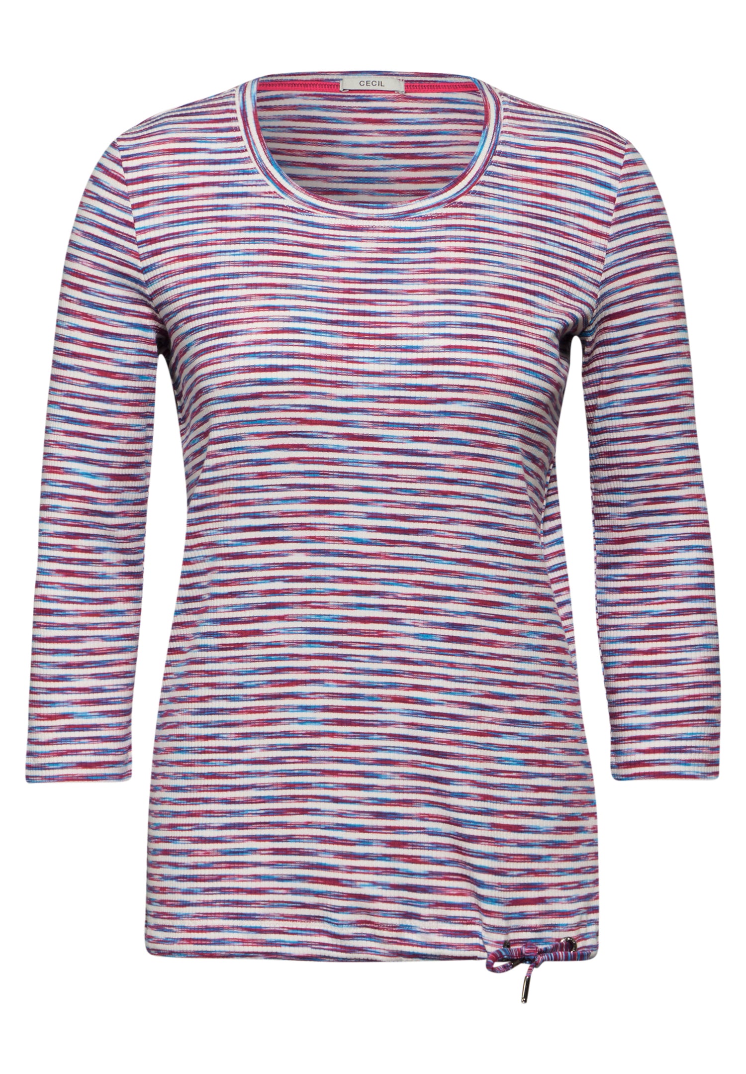 CECIL Geripptes Damen-Shirt 3/4-Arm Tunnelzug Baumwollmix