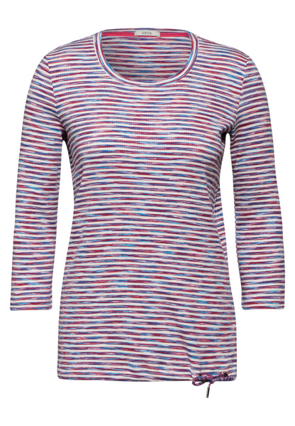 CECIL Geripptes Damen-Shirt 3/4-Arm Tunnelzug Baumwollmix