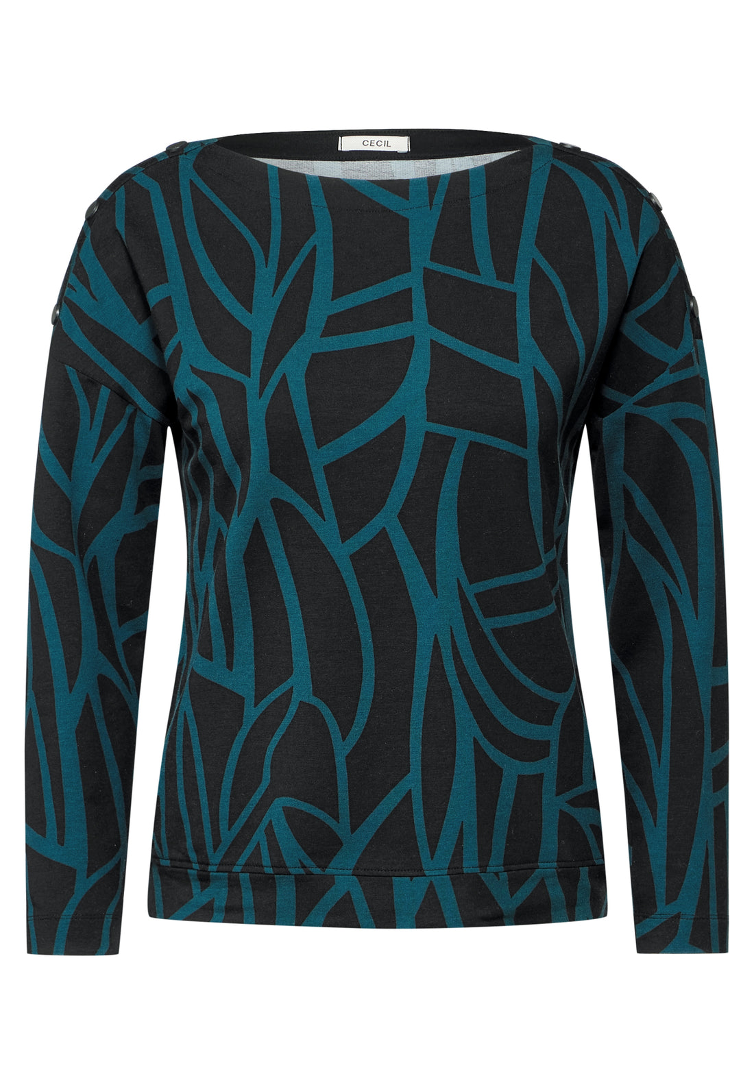 CECIL Langarmshirt mit Knöpfen Damen Grafisches Muster