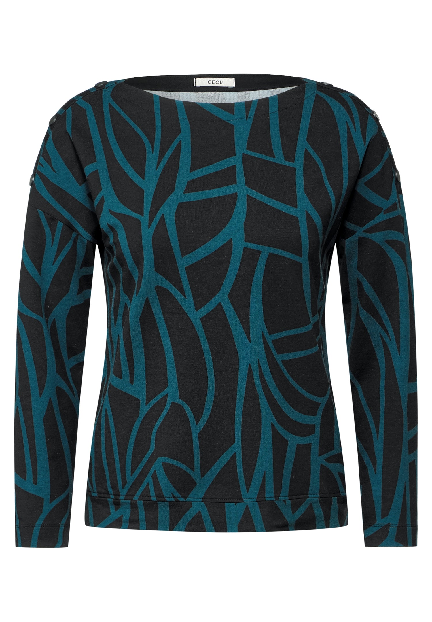 CECIL Langarmshirt mit Knöpfen Damen Grafisches Muster